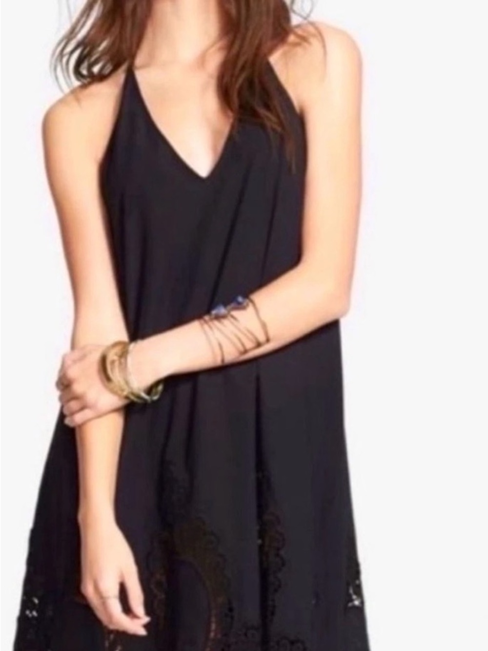 Free People “Easy Livin” Sip dress Black Sleeveless V-Neck Mini Dress